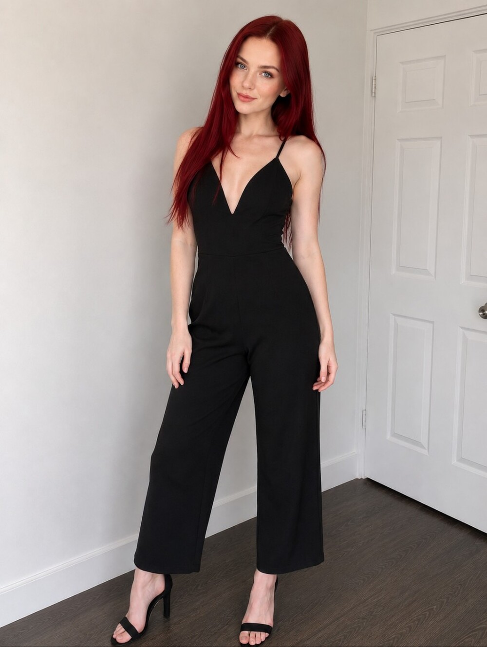 Emerald Sundae Black Lace Back Cut Out Jumpsuit Gold Zip Wide Leg Pockets Size S